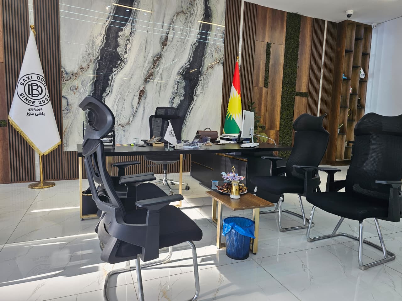 The manager's office, with the Baxi Douz flag